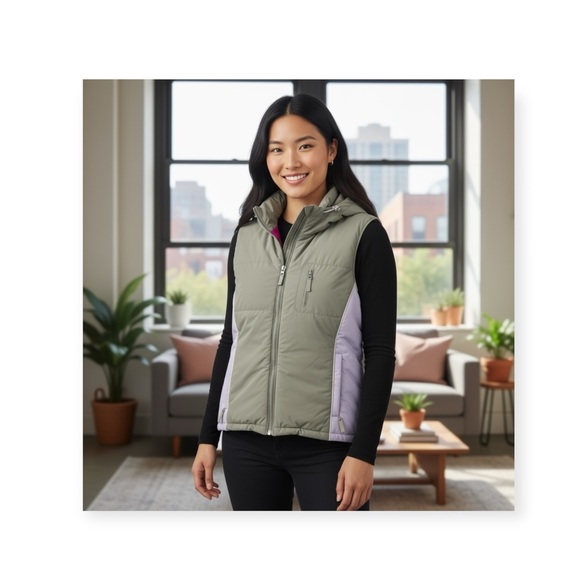 Bogner Fire + Ice  Hooded Gilet Snow Board Ski Vest Jacket   Lavender Sage  6 - Picture 1 of 16